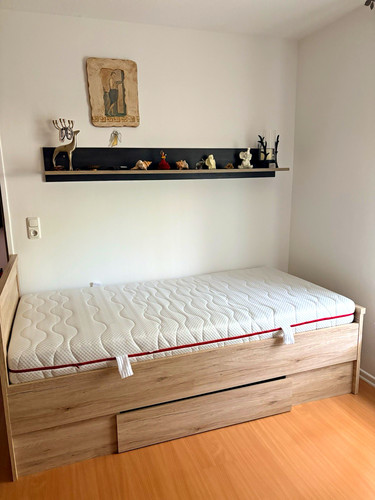 Schubladenbett holz matt braun - holz,