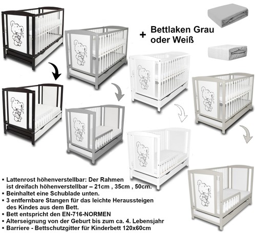 Babybett gitterbett teddybär - babybett,