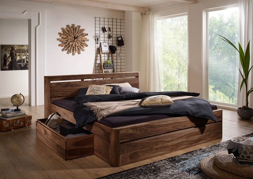 Bett mit schublade sheesham - bett,